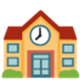 School building with clock